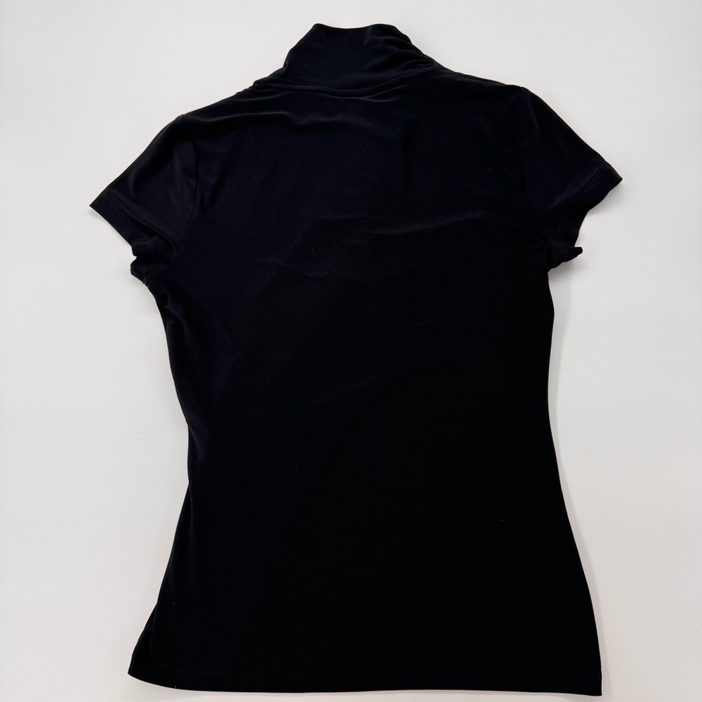 DKNY Women’s Short Sleeve Ruched Blouse Top Surplice Neck Black PS - Picture 9 of 9